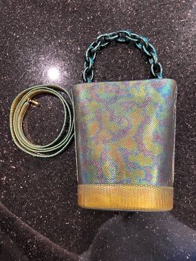 Nancy Gonzalez exotic leather bag Detachable strap Chain Link Holographic 2020
